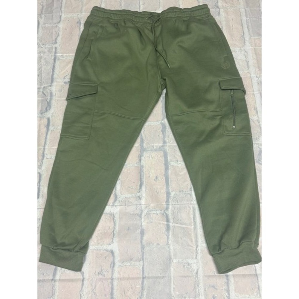 Akademiks Mens Cargo Jogger Sweatpants Green Elastic Waist Drawstring Pockets
